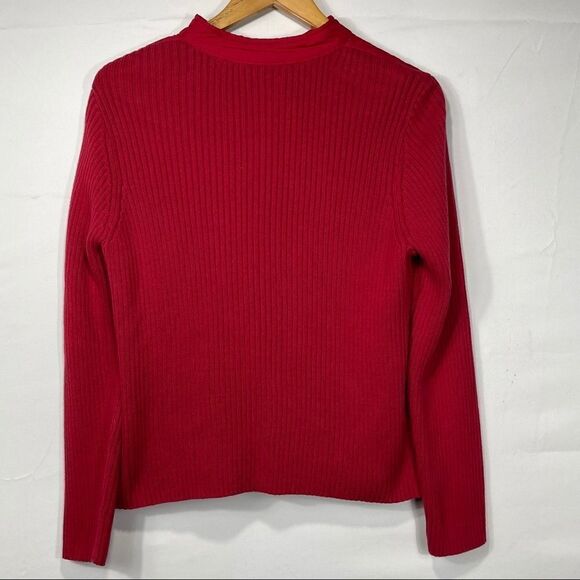 Petite Croft & Barrow Red Quilted Sweater Jacket - Picture 13 of 16